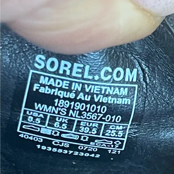 Sorel Black Leather Platform Kinetic Impact Ankle Strap Sandals Sz:8.5 M US/39.5