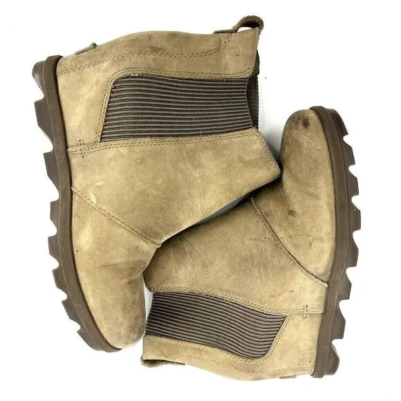 Sorel Boots Size 8 Womens Ash Brown Joan Of Arctic Wedge II Leather Chelsea