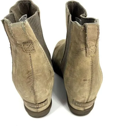 Sorel Boots Size 8 Womens Ash Brown Joan Of Arctic Wedge II Leather Chelsea