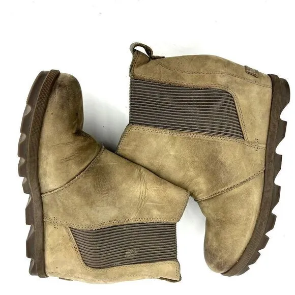 Sorel Boots Size 8 Womens Ash Brown Joan Of Arctic Wedge II Leather Chelsea