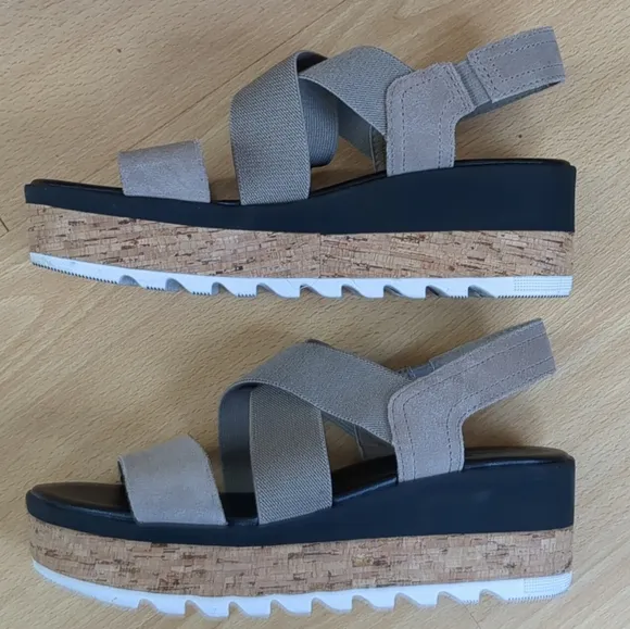 Sorel Cameron Slingback Platform Sandals Size 7 Tan
