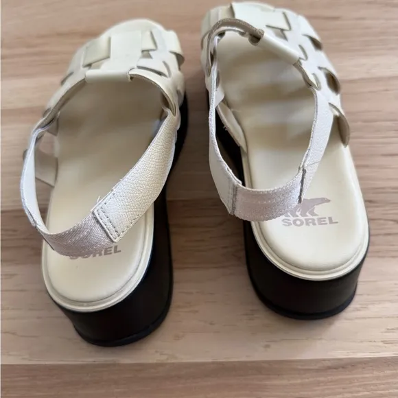 SOREL Dayspring Slingback Platform Sandals size 10 honey white/ black