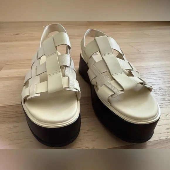 SOREL Dayspring Slingback Platform Sandals size 10 honey white/ black