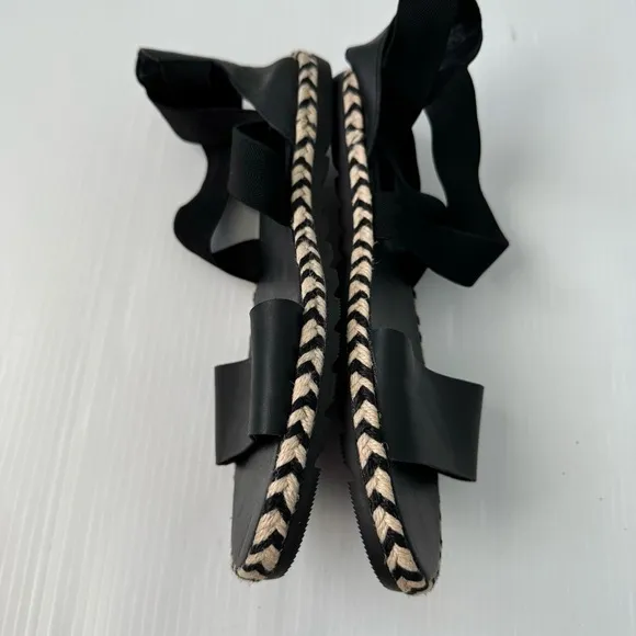 Sorel Ella espadrille ankle strap black sandals size 11
