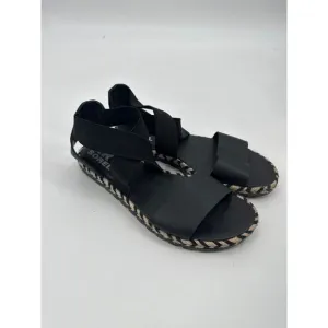 Sorel Ella II Black Sandal Espadrille Size 7.5 Elastic Straps