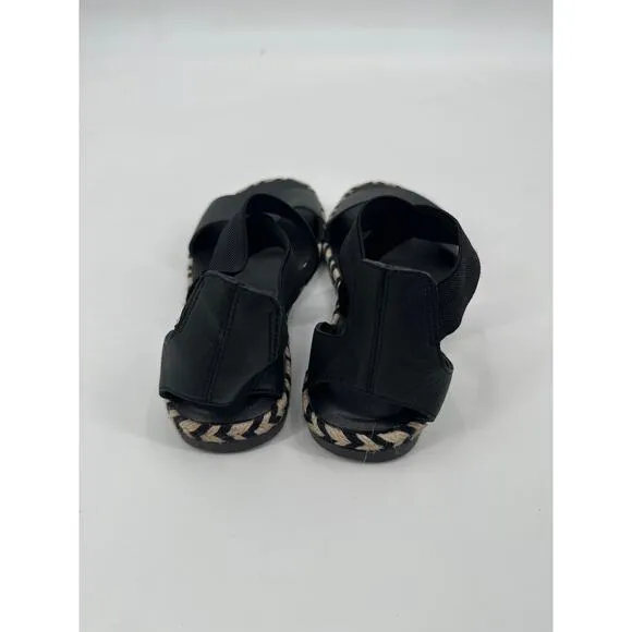 Sorel Ella II Black Sandal Espadrille Size 7.5 Elastic Straps
