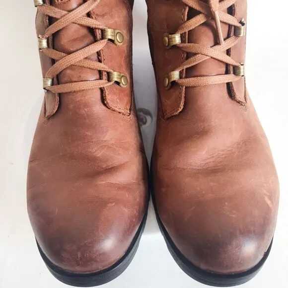 Sorel Emilie Conquest Lace Up Combat Boots Velvet Tan Leather 3720-242 Size 8.5