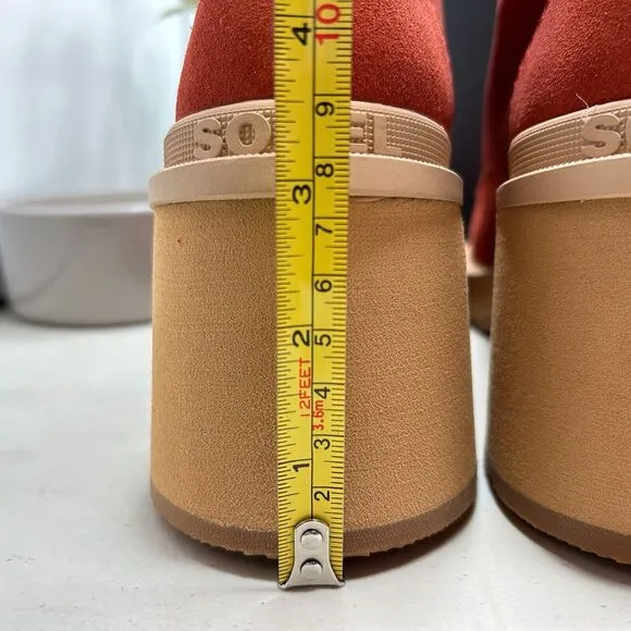 Sorel Hi-Line Heel Lace Boots Warp Red, Tawny Buff NL4875-849 Women 11 NWB