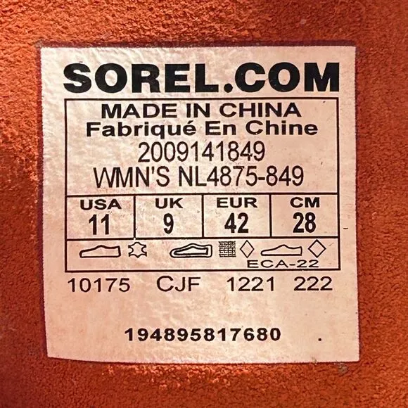 Sorel Hi-Line Heel Lace Boots Warp Red, Tawny Buff NL4875-849 Women 11 NWB