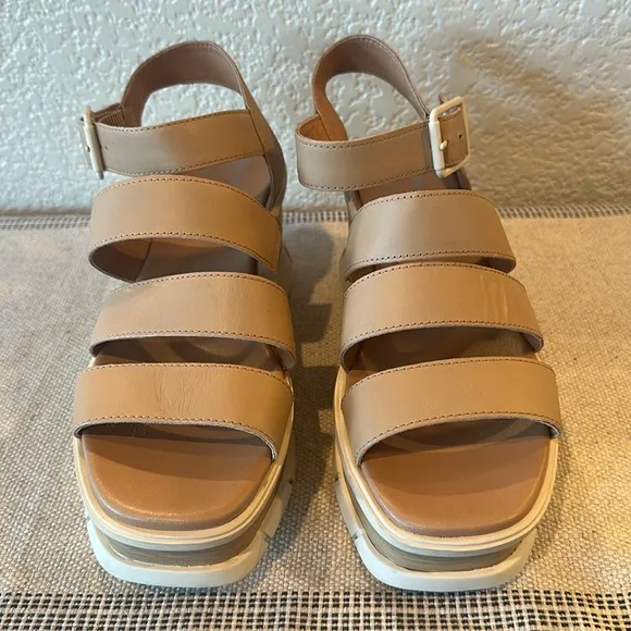Sorel Honest Beige Joannie III Ankle Strap Platform Sandals