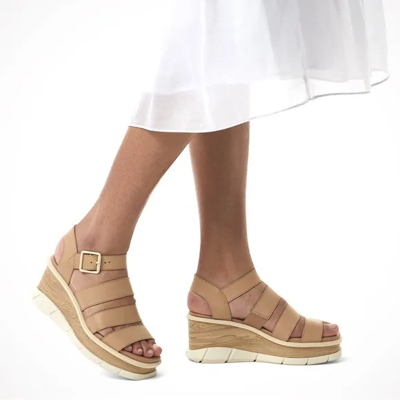 Sorel Honest Beige Joannie III Ankle Strap Platform Sandals