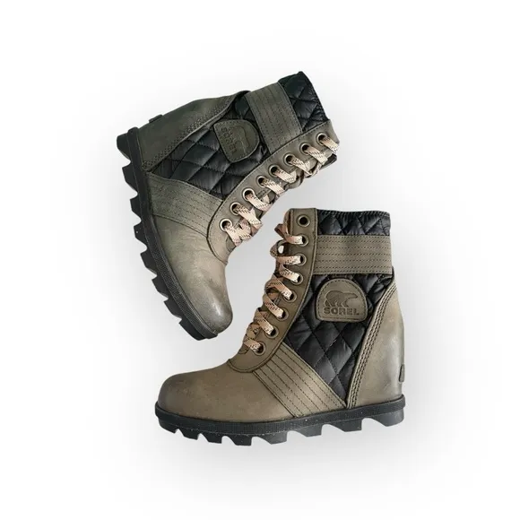 Sorel Lexie Wedge Heel Lace Up Boots Size 6