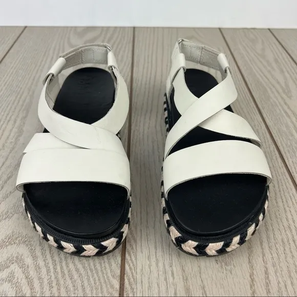 Sorel Roaming Crisscross Espadrille Chevron Pattern Sandals US8.5 Chalk $110