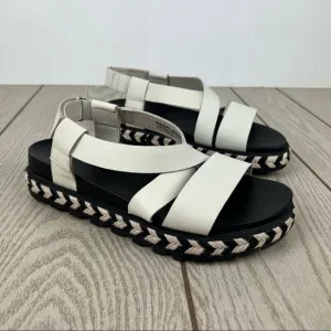 Sorel Roaming Crisscross Espadrille Chevron Pattern Sandals US8.5 Chalk $110