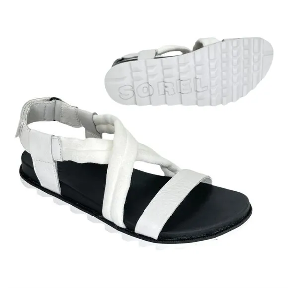 Sorel Roaming Decon Sea Salt Fabric &amp; Leather Medium Width Womens Sandals