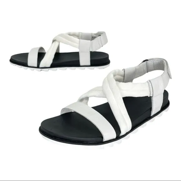 Sorel Roaming Decon Sea Salt Fabric &amp; Leather Medium Width Womens Sandals