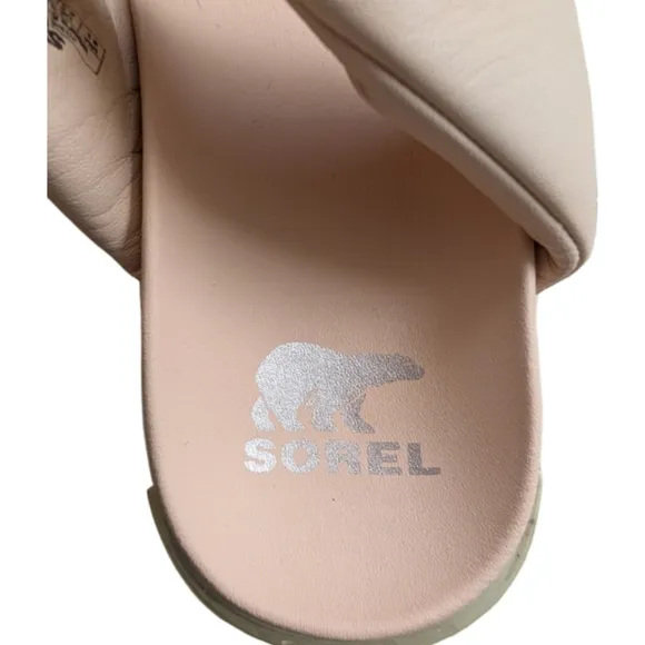 SOREL Roaming Puffy Crossover Platform Sandals Beige/Nude Size 8.5