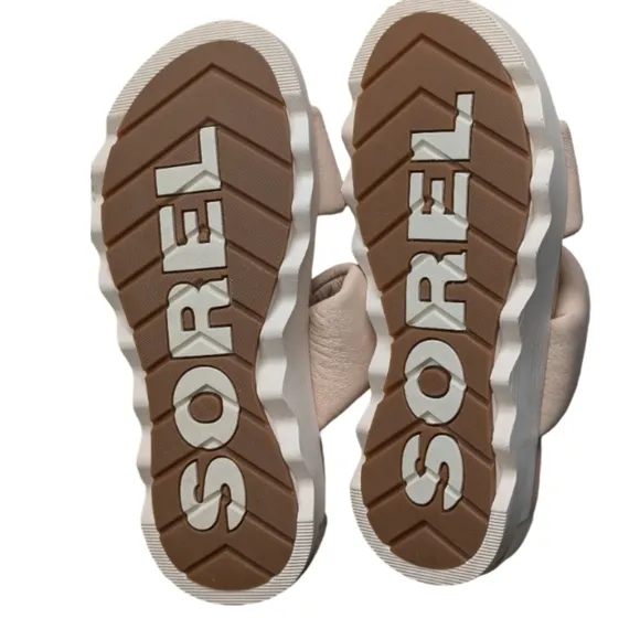 SOREL Roaming Puffy Crossover Platform Sandals Beige/Nude Size 8.5