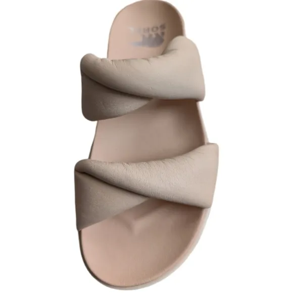 SOREL Roaming Puffy Crossover Platform Sandals Beige/Nude Size 8.5