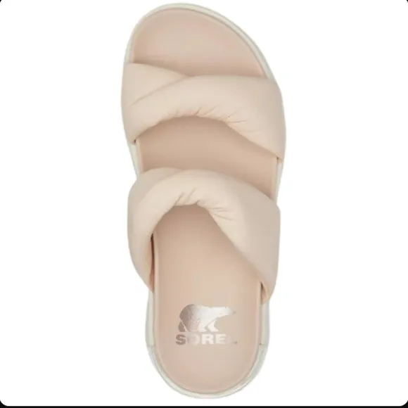SOREL Roaming Puffy Crossover Platform Sandals Beige/Nude Size 8.5