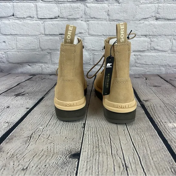 Sorel Women's Beige Hi-Line Lace-Up Mid-Shaft Lug-Sole Booties Boots‎ Size 6