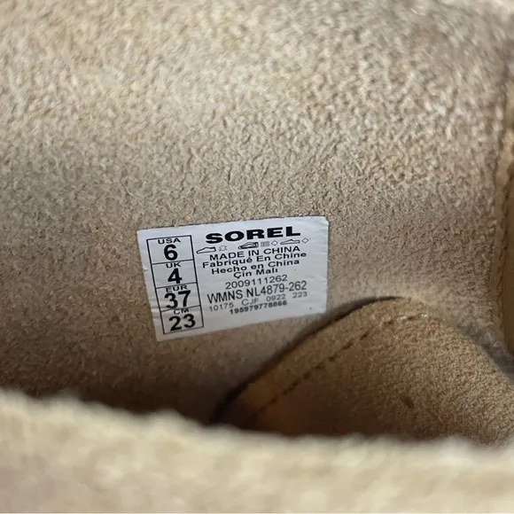 Sorel Women's Beige Hi-Line Lace-Up Mid-Shaft Lug-Sole Booties Boots‎ Size 6