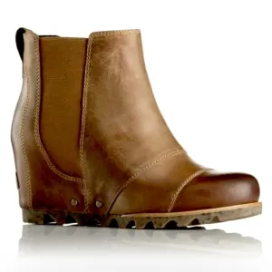 Sorel Women’s Lea Wedge Platform Booties Boots Leather  in Elk Curry Size 7