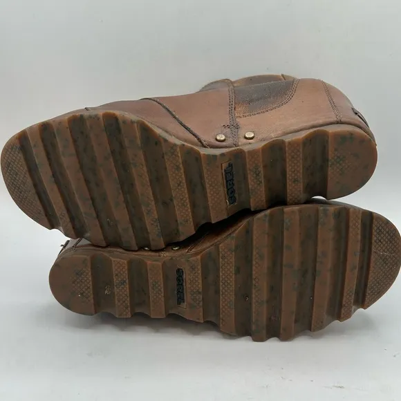 Sorel Women’s Lea Wedge Platform Booties Boots Leather  in Elk Curry Size 7