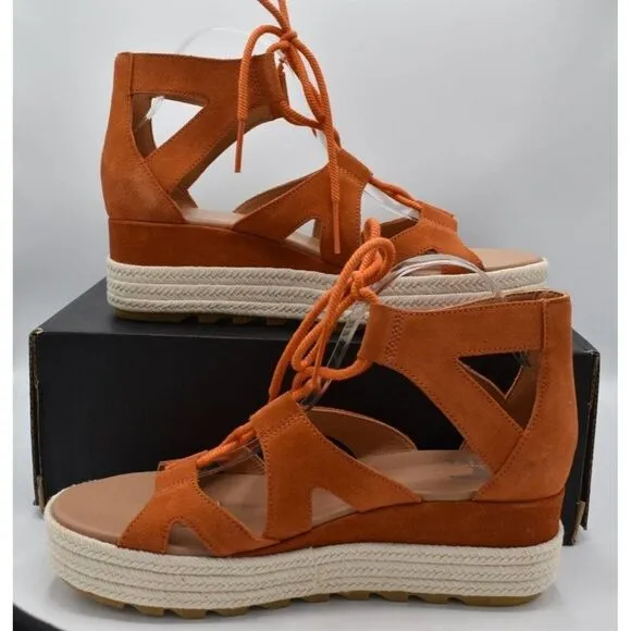 Sorel Womens Size 11 Cameron Flatform Lace Up Sun Gum Wedge Espadrille Sandals