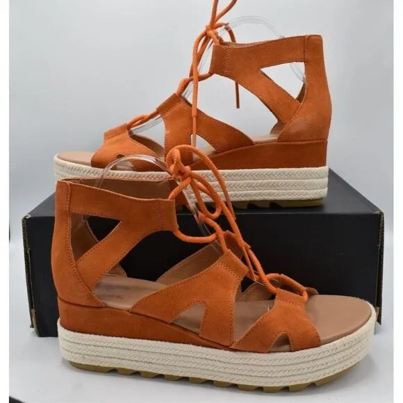 Sorel Womens Size 11 Cameron Flatform Lace Up Sun Gum Wedge Espadrille Sandals