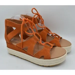 Sorel Womens Size 11 Cameron Flatform Lace Up Sun Gum Wedge Espadrille Sandals