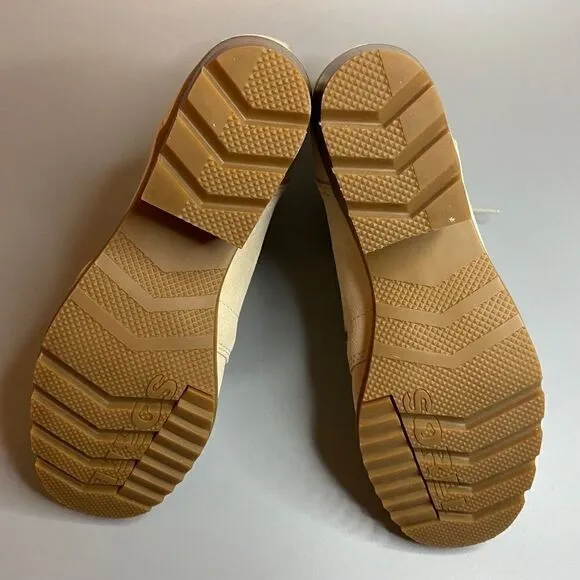 Sorel Cate Lace Ankle Boots Block Heel Natural Tan