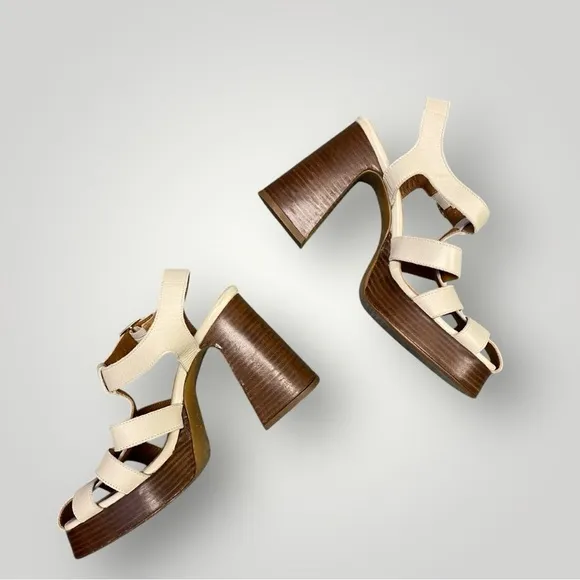 SOULIERS MARTINEZ  Josefina Sandals Cream Sz 39