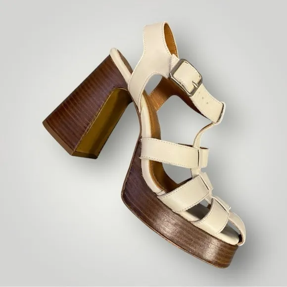 SOULIERS MARTINEZ  Josefina Sandals Cream Sz 39