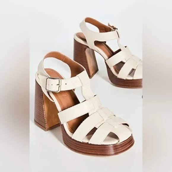 SOULIERS MARTINEZ  Josefina Sandals Cream Sz 39