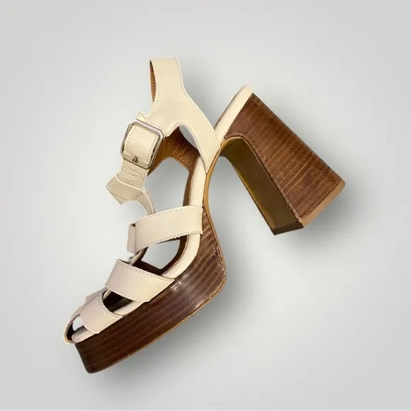 SOULIERS MARTINEZ  Josefina Sandals Cream Sz 39