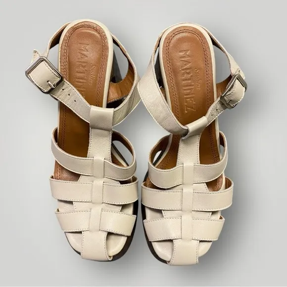 SOULIERS MARTINEZ  Josefina Sandals Cream Sz 39