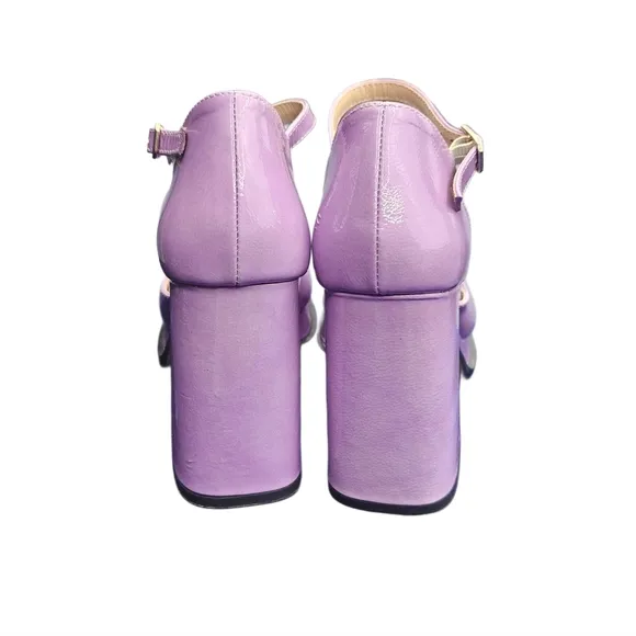 SOULIERS MARTINEZ Nova Marfa Patent Leather Platform Blockheel Sandal In Lavanda