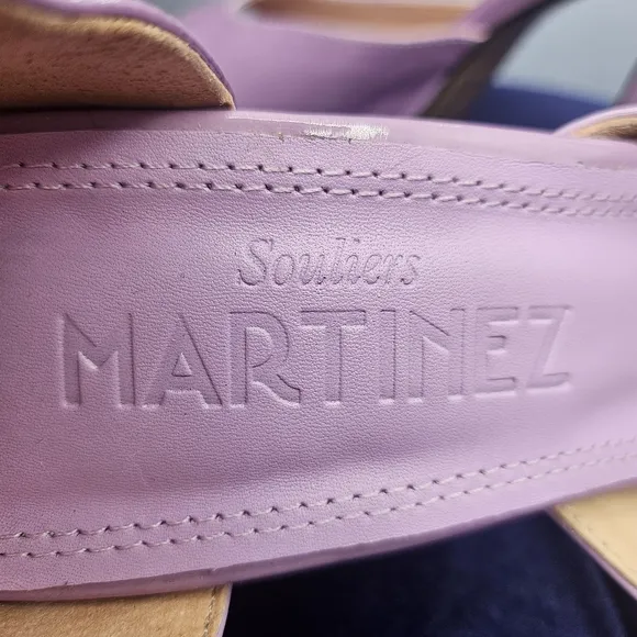 SOULIERS MARTINEZ Nova Marfa Patent Leather Platform Blockheel Sandal In Lavanda