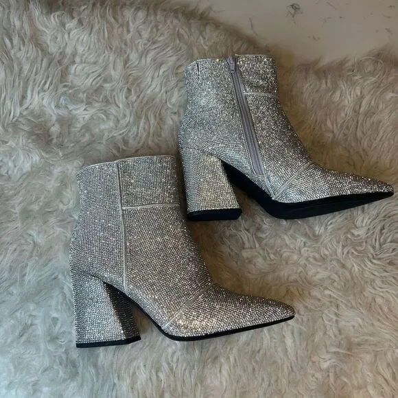 Sparkling boots, booties for party concert chunky heel 9