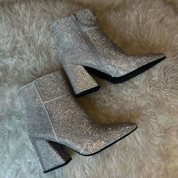 Sparkling boots, booties for party concert chunky heel 9
