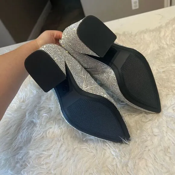 Sparkling boots, booties for party concert chunky heel 9