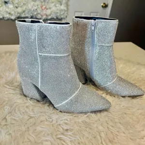 Sparkling boots, booties for party concert chunky heel 9