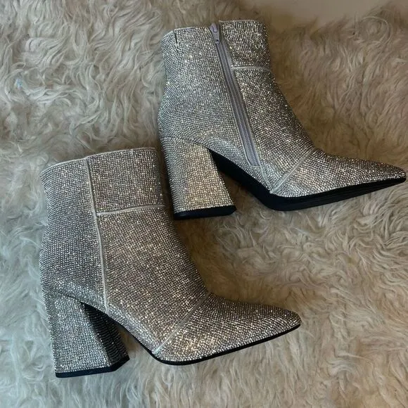 Sparkling boots, booties for party concert chunky heel 9