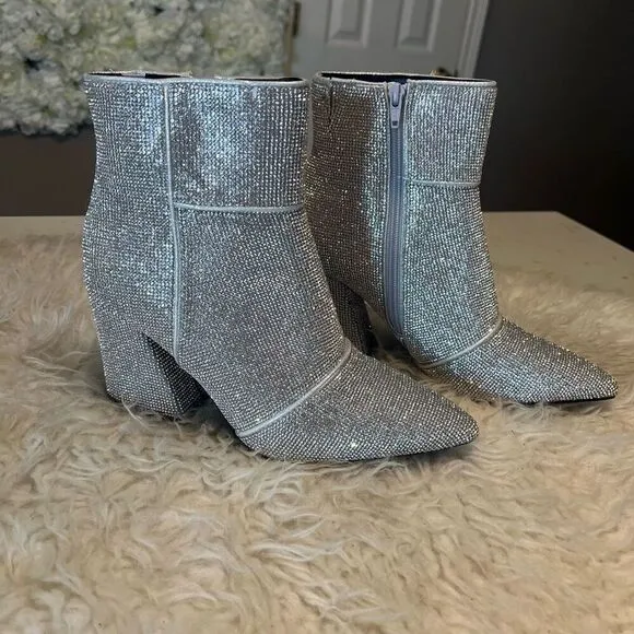 Sparkling boots, booties for party concert chunky heel 9