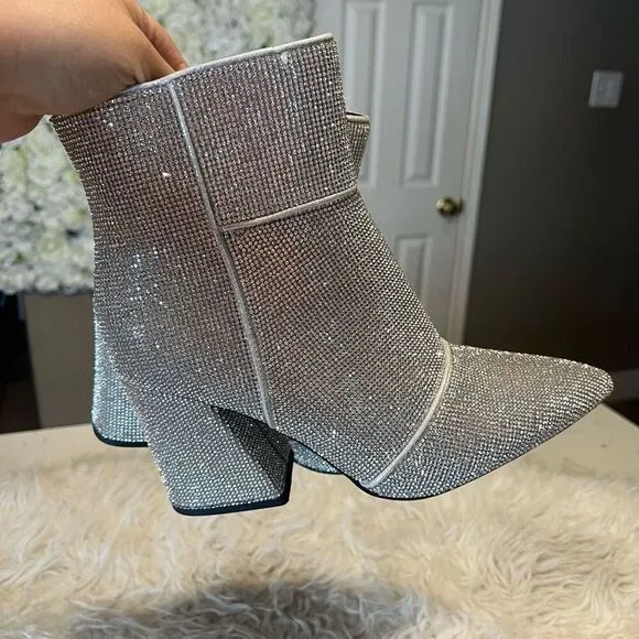 Sparkling boots, booties for party concert chunky heel 9