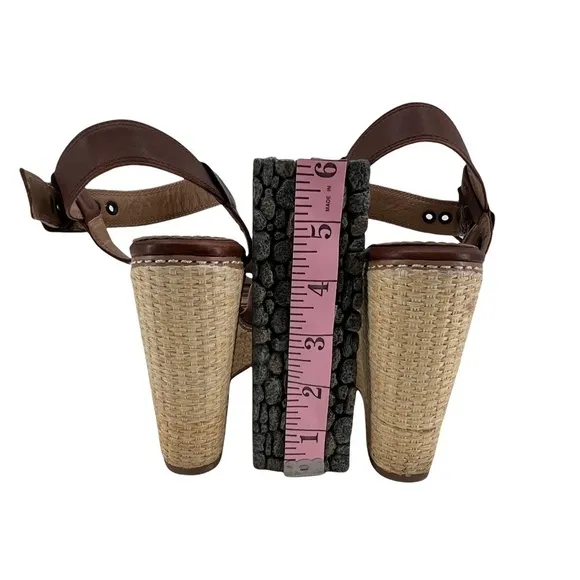 Splendid Brown Striped Espadrille Platform Wedge Sandals Size 7 1/2 Women’s