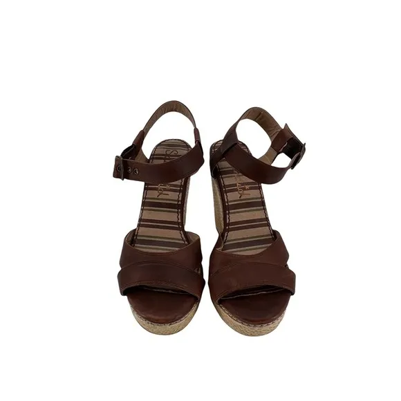 Splendid Brown Striped Espadrille Platform Wedge Sandals Size 7 1/2 Women’s