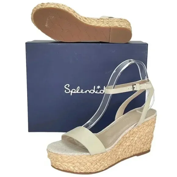Splendid Marie Cream Leather Womens Platform Sandals Size 9.5M
