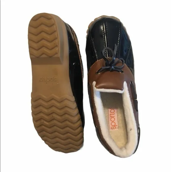 Sporto Lined Patty Low Top Duck‎ Boots Black 6.5 EEUC